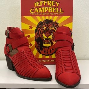 Jeffrey Campbell Stillwell Red Nubuck Booties